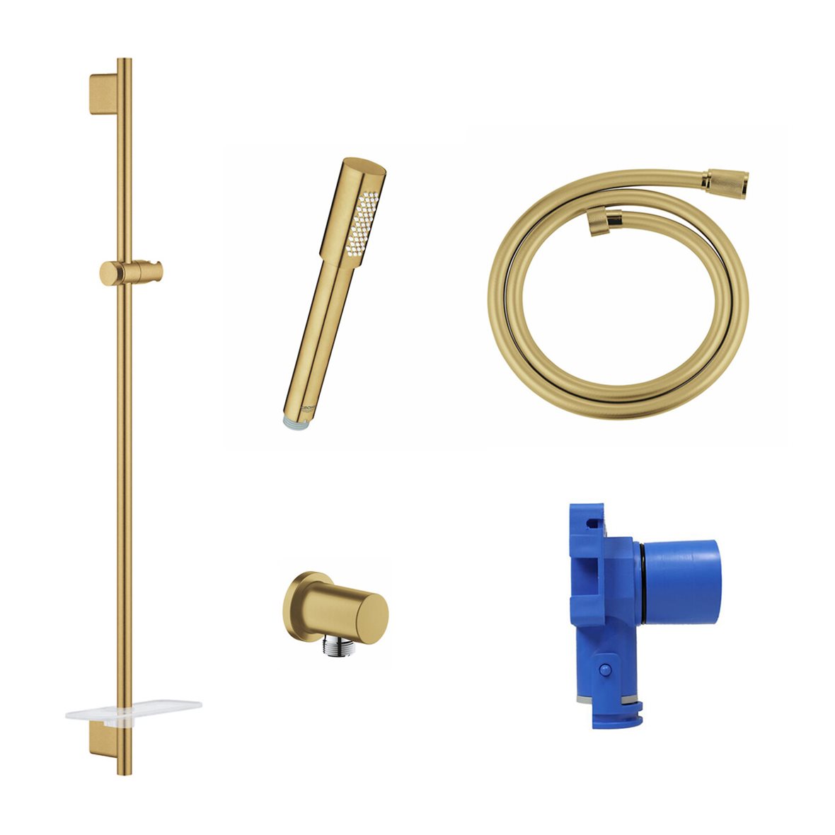 GROHE Sena Stick suihkusetti 90 cm paketti seinäliittimellä ja saippuatelineellä brushed cool sunrise 6,5 l/min