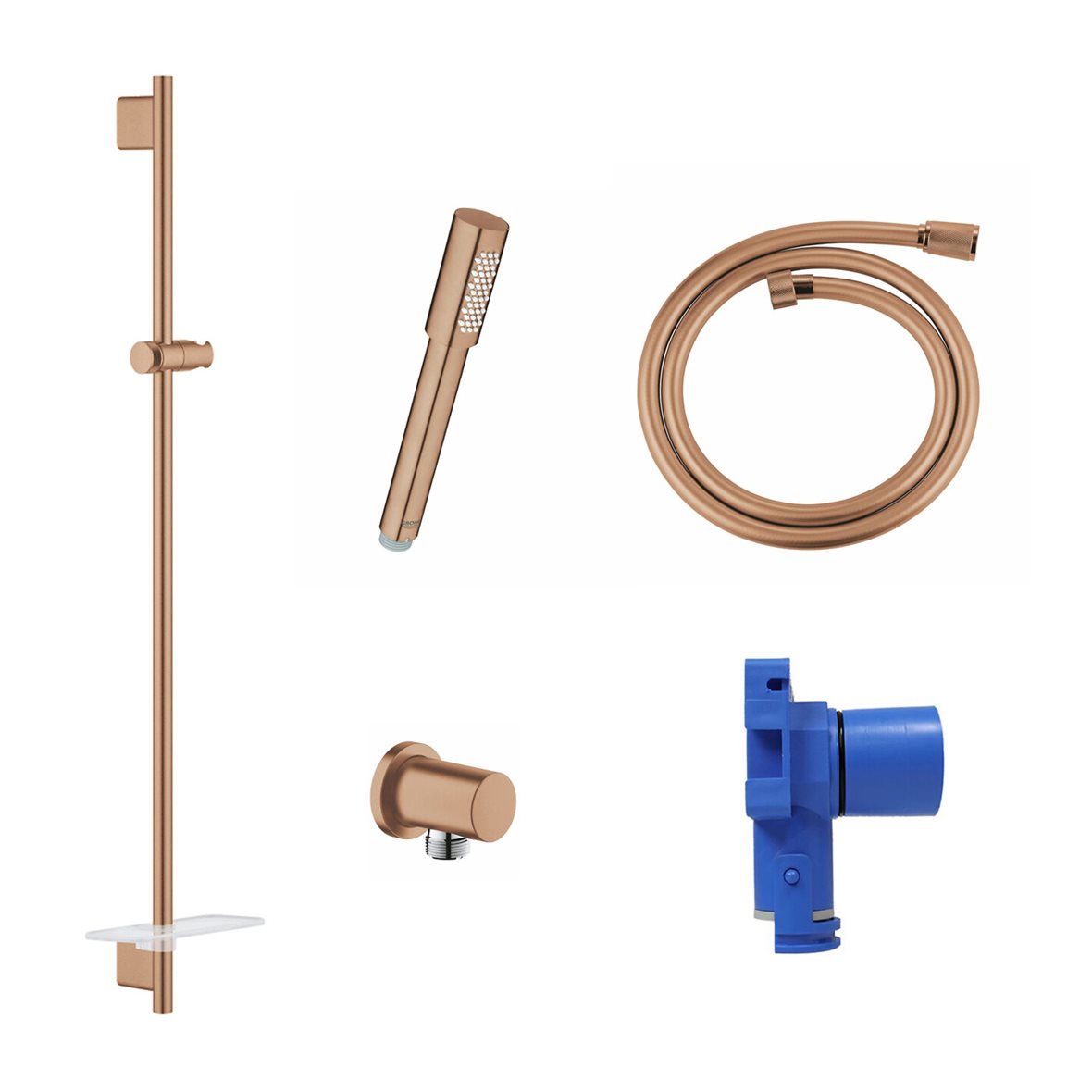 GROHE Sena Stick suihkusetti 90 cm paketti seinäliittimellä ja saippuatelineellä brushed warm sunset 6,5 l/min