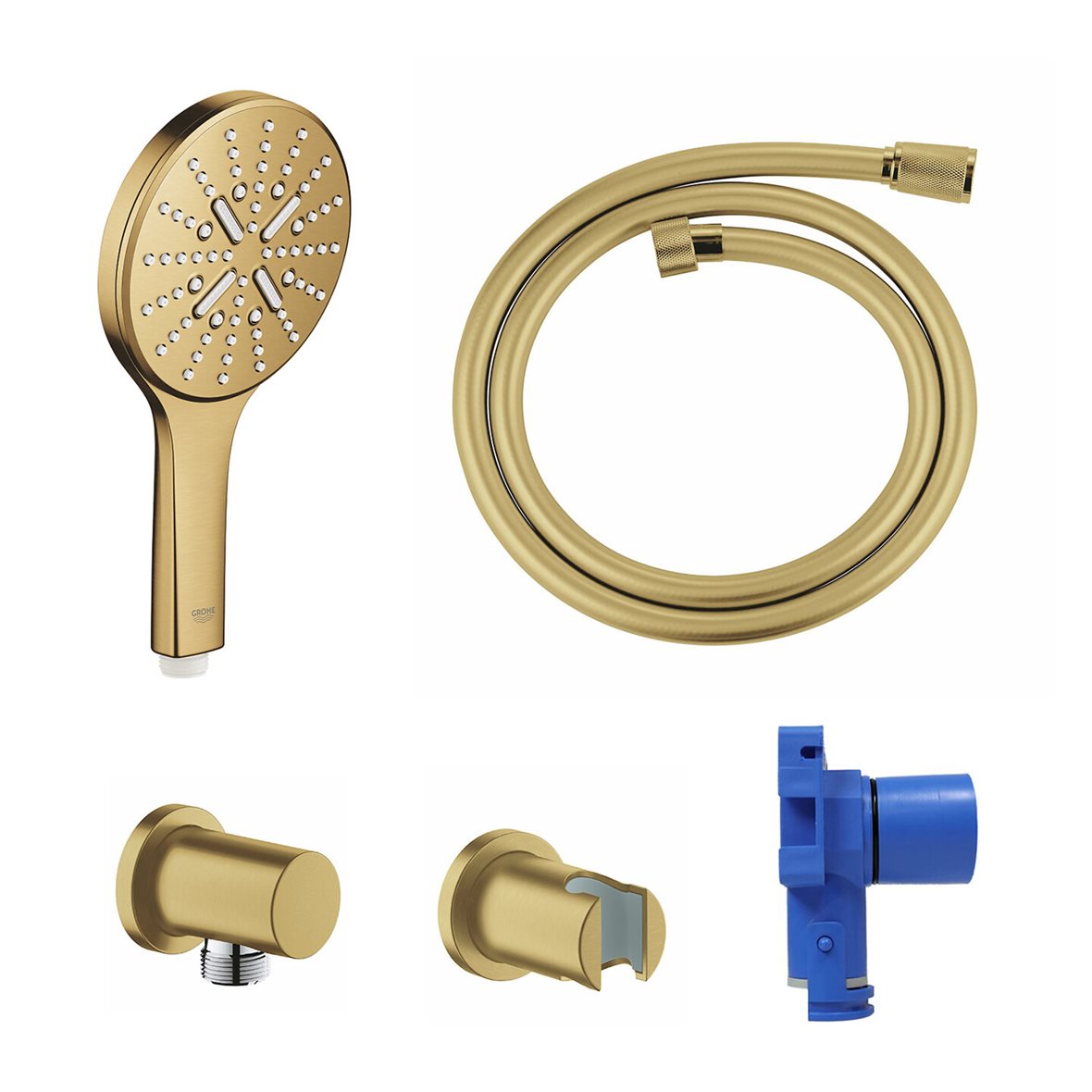GROHE Rainshower SmartActive 130 suihkusetti 3 suihkumuotoa paketti seinäliittimellä brushed cool sunrise 8,5 l/min