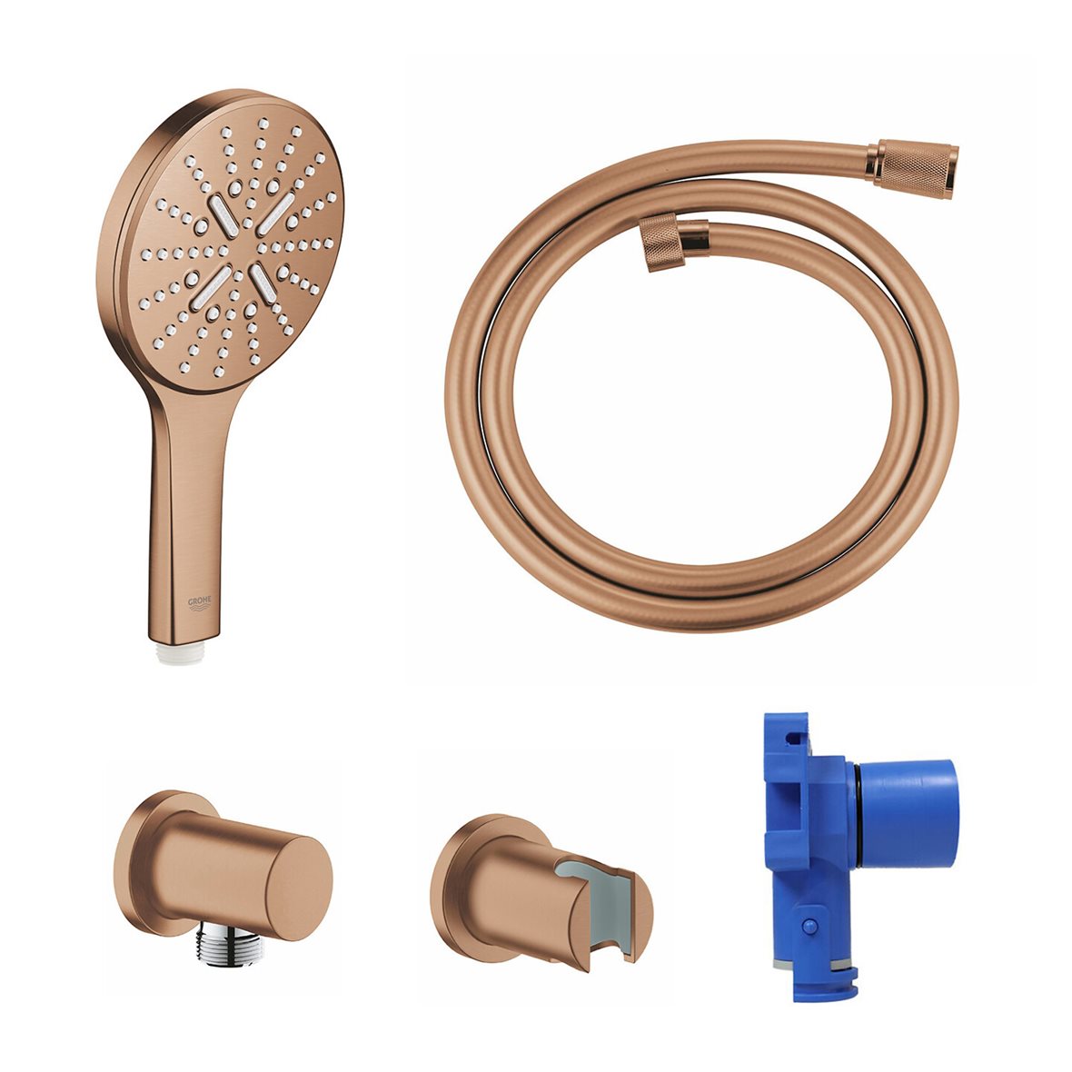 GROHE Rainshower SmartActive 130 suihkusetti 3 suihkumuotoa paketti seinäliittimellä brushed warm sunset 8,5 l/min