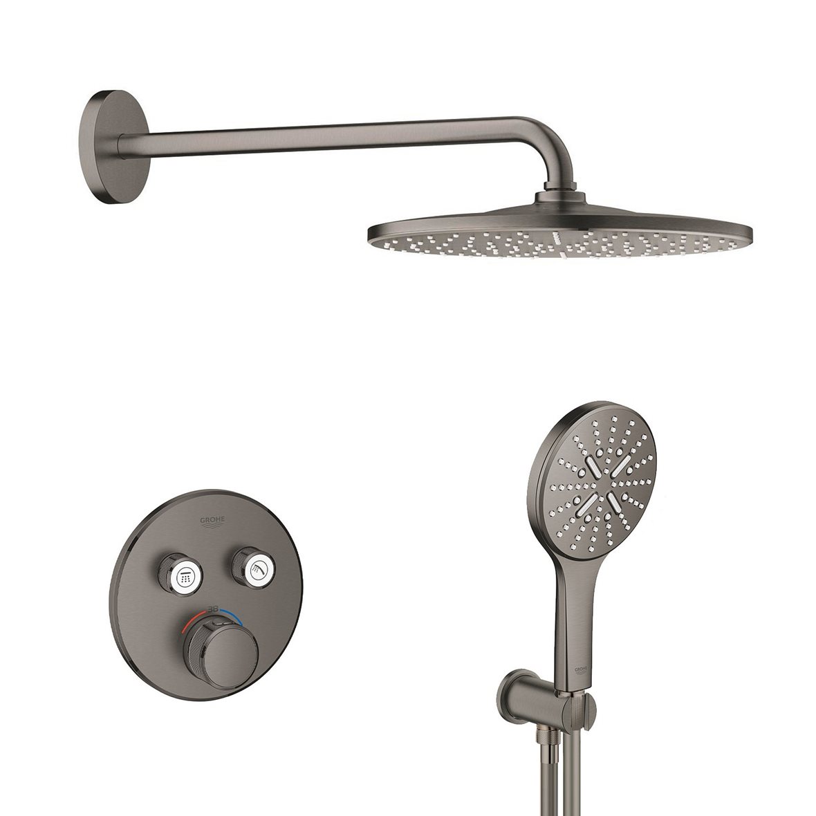 GROHE SmartControl piiloasennettava sadesuihkusetti brushed hard graphite