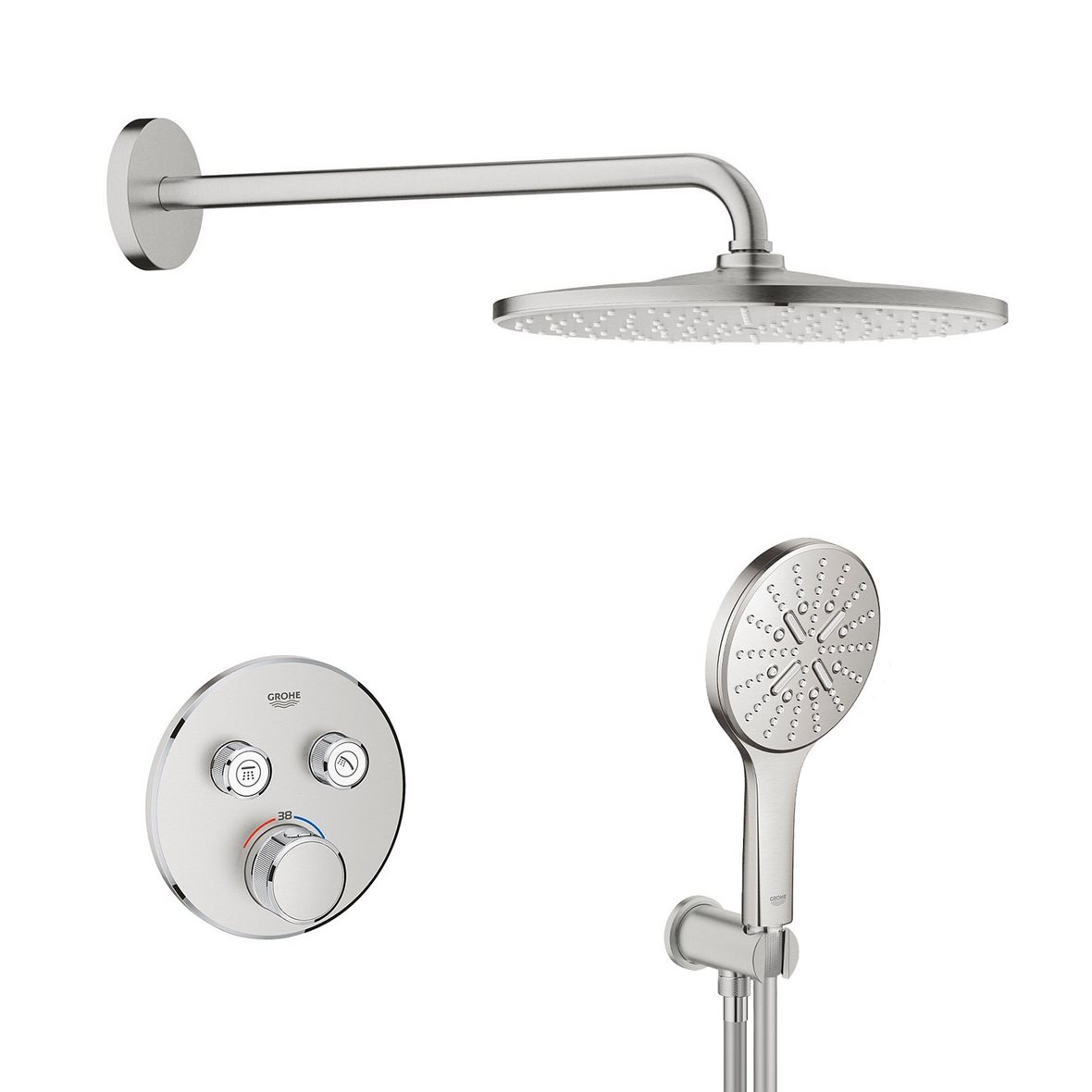 GROHE SmartControl piiloasennettava sadesuihkusetti supersteel