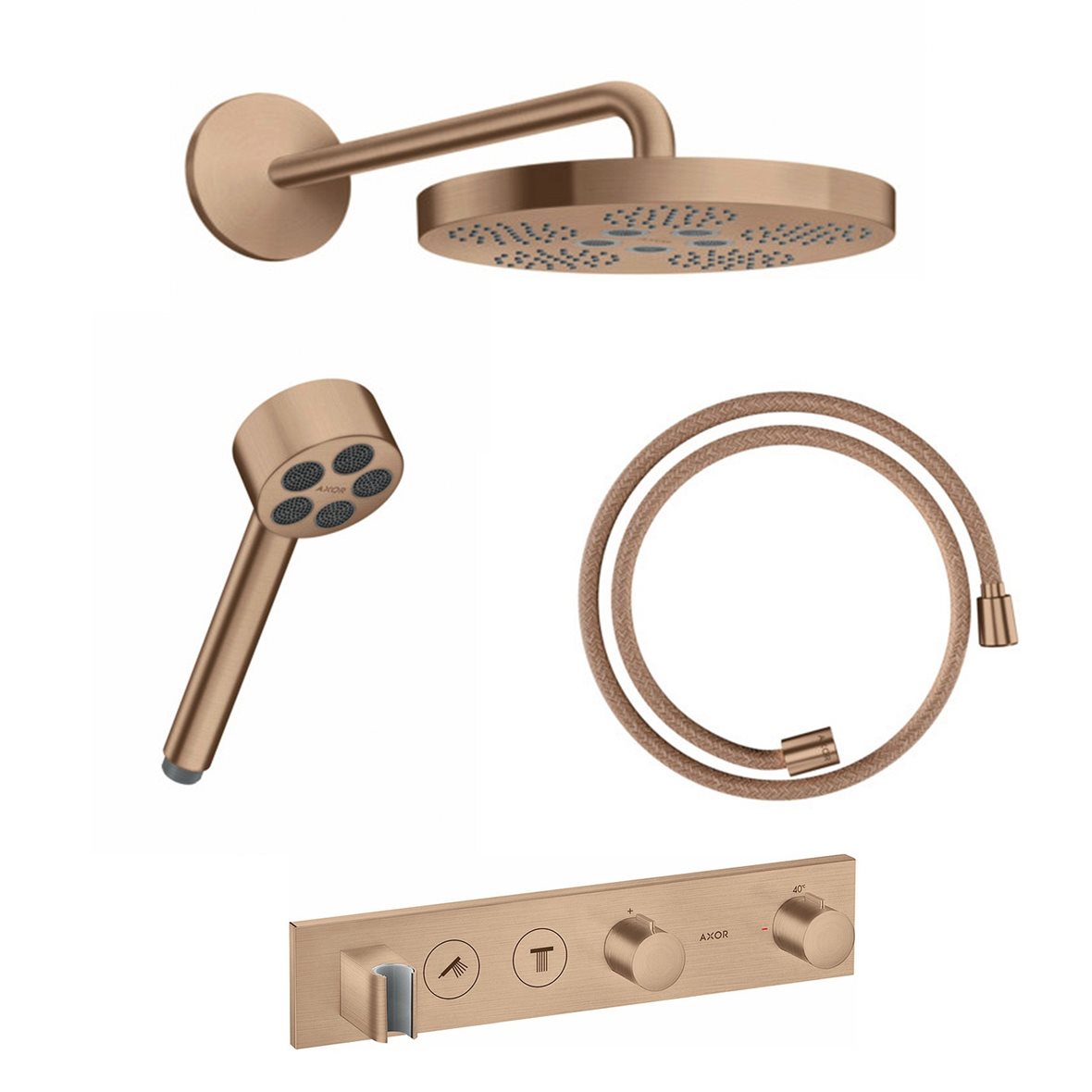 AXOR One PowderRain piiloasennettava sadesuihkusetti 1 suihkumuotoa harjattu punakulta