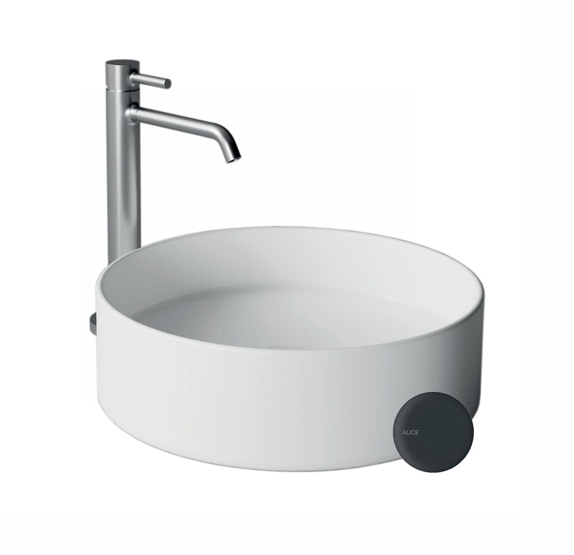 Alice Ceramica HIDE malja-allas 40X40X12 cm mattamusta posliini matta musta