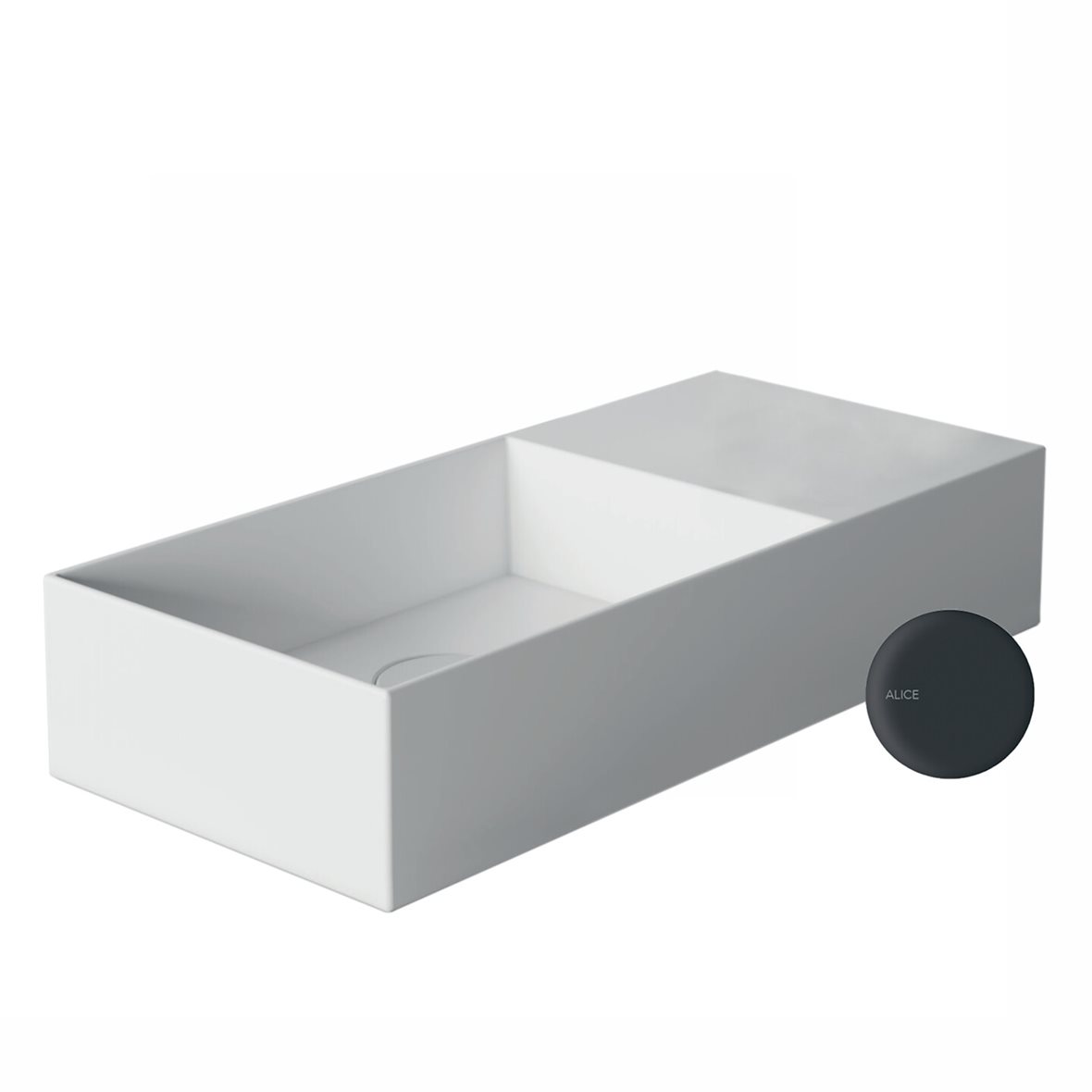 Alice Ceramica SPY pieni malja-allas 55X25X11 cm mattamusta posliini kulho vasemmalla musta