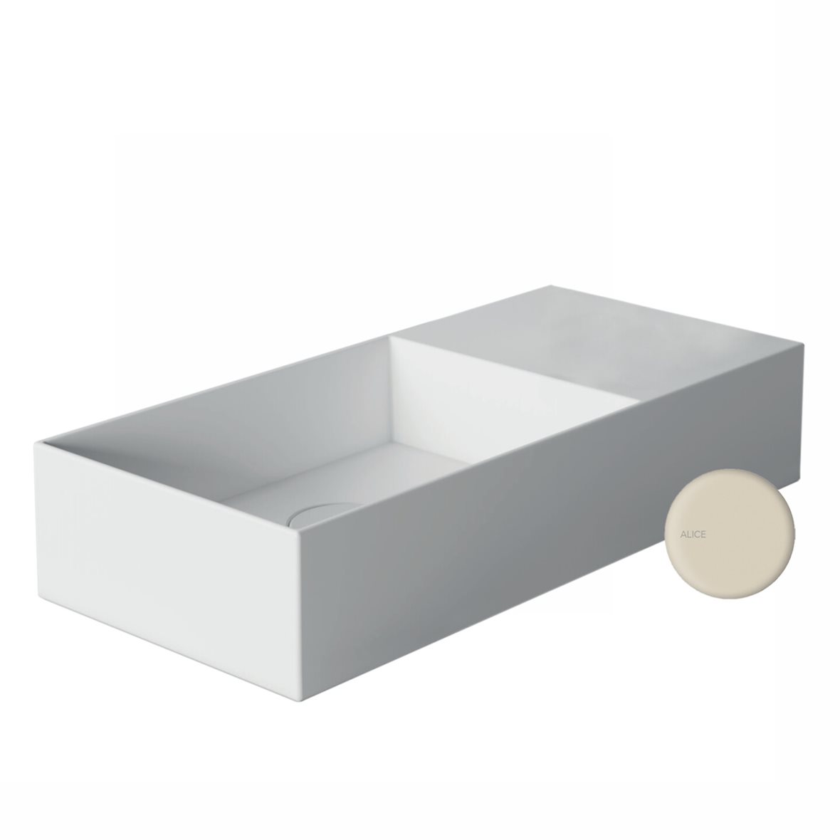 Alice Ceramica SPY pieni malja-allas 55X25X11 cm hiekka posliini kulho vasemmalla beige