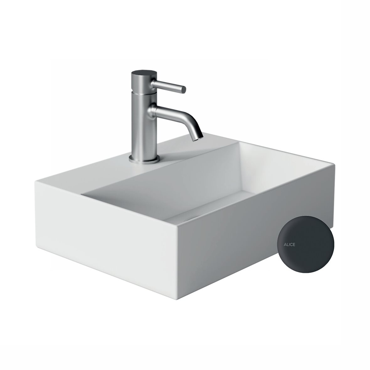 Alice Ceramica SPY seinään tai tason päälle asennettava pieni pesuallas 40X30X11 cm mattamusta posliini matta musta