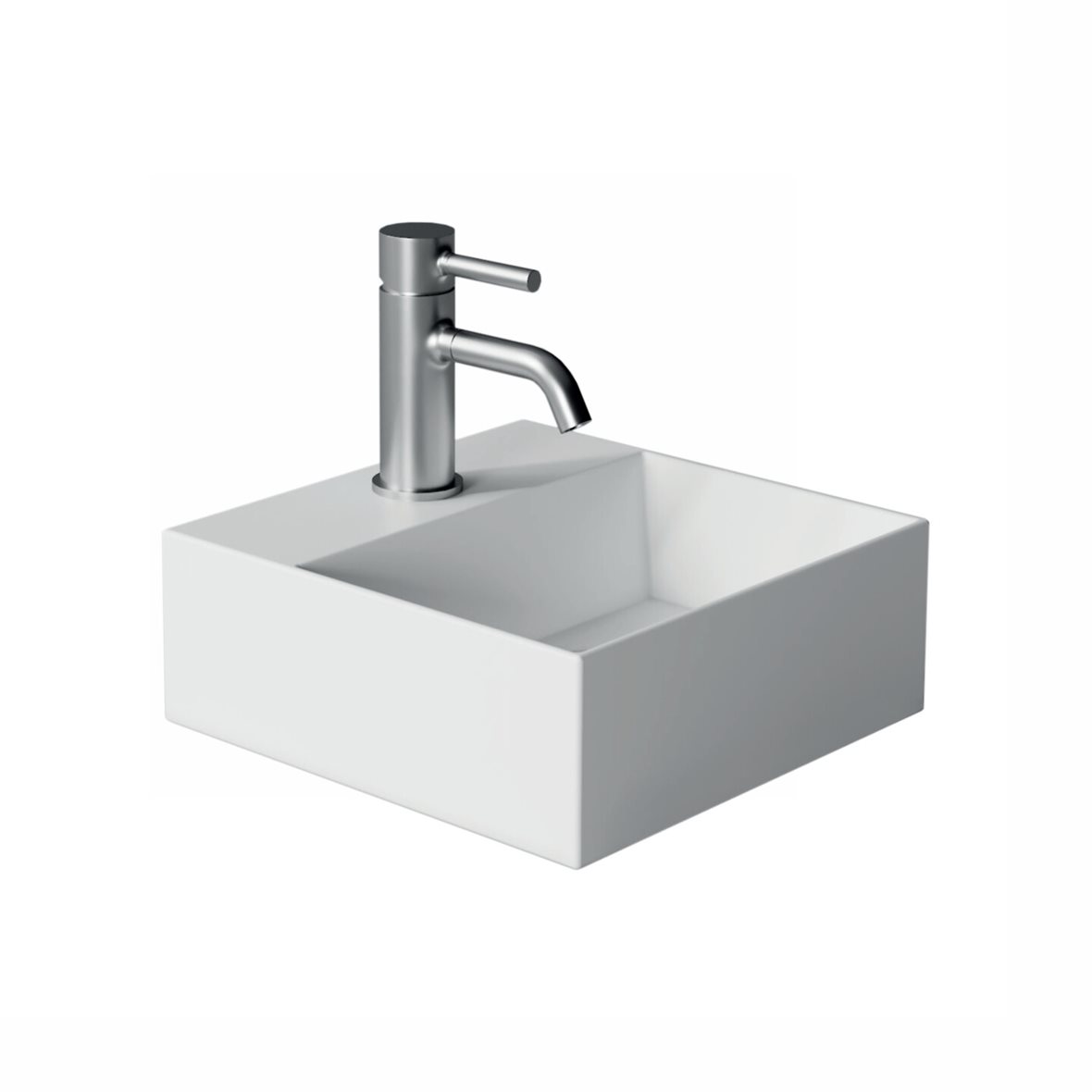 Alice Ceramica SPY seinään tai tason päälle asennettava pieni pesuallas 30X30X11 cm mattavalkoinen posliini matta valkoinen