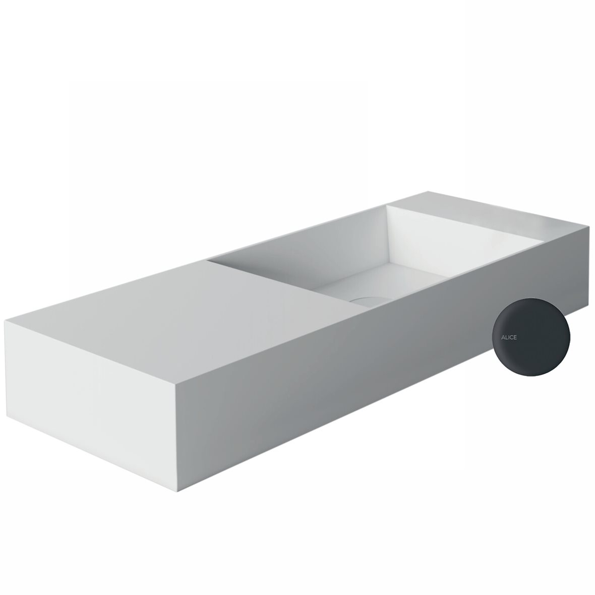 Alice Ceramica SPY pieni malja-allas 75X27X11 cm mattamusta posliini kulho oikealla musta