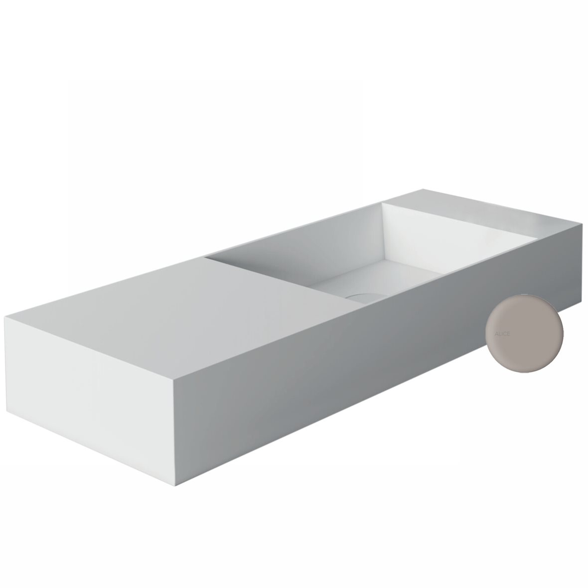 Alice Ceramica SPY pieni malja-allas 75X27X11 cm harmaa posliini kulho oikealla harmaa