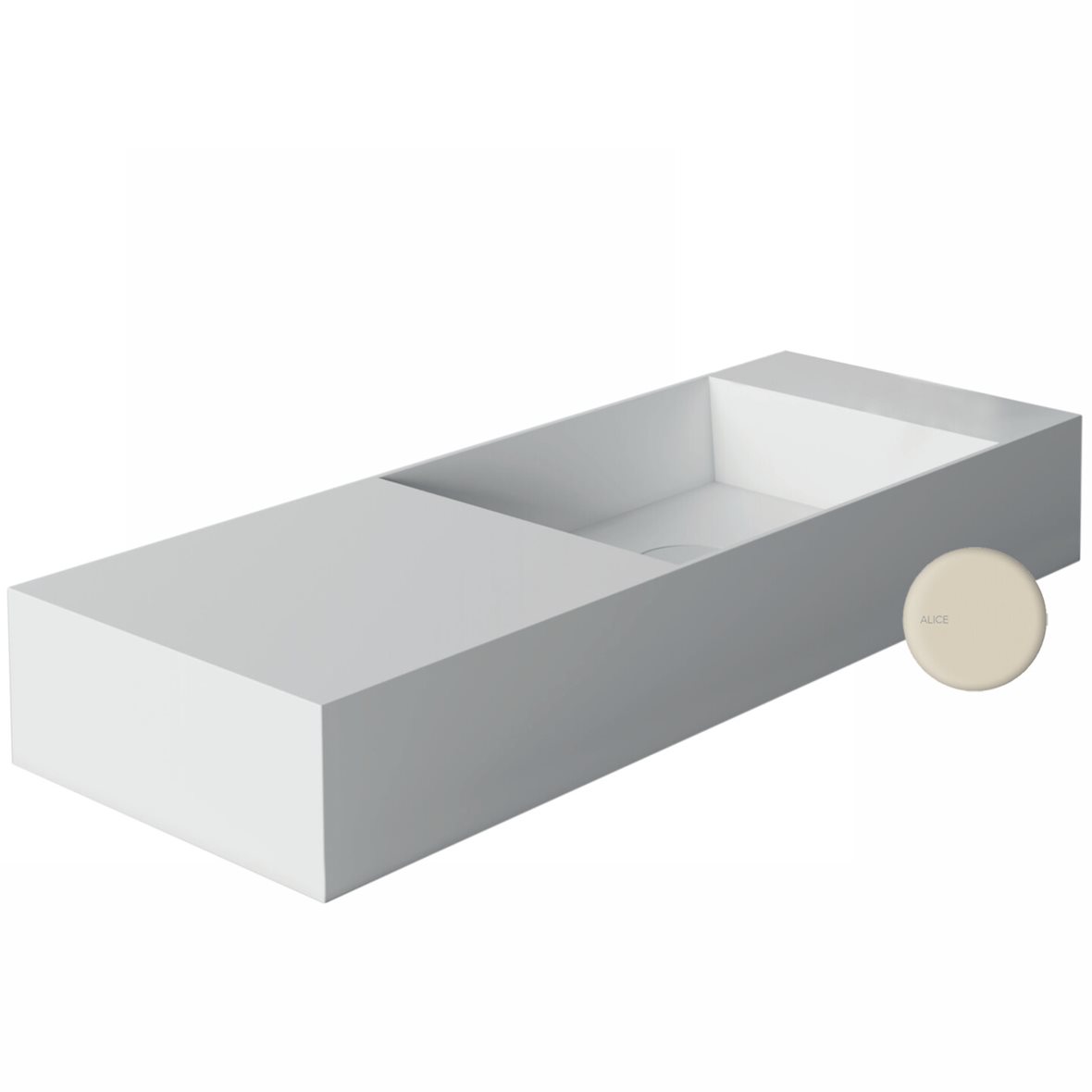 Alice Ceramica SPY pieni malja-allas 75X27X11 cm hiekka posliini kulho oikealla beige