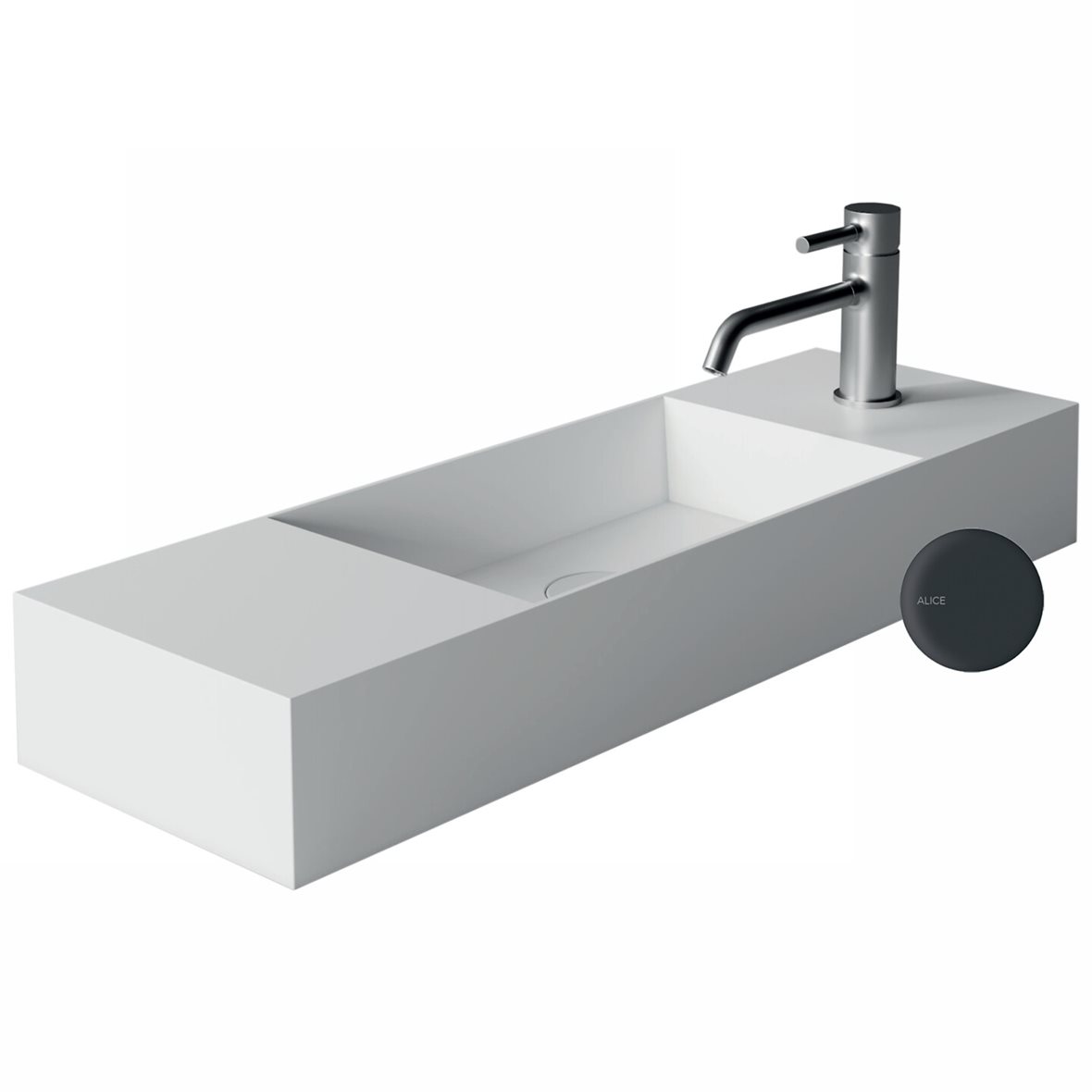 Alice Ceramica SPY seinään tai tason päälle asennettava pieni pesuallas 80X25X11 cm mattamusta posliini matta musta