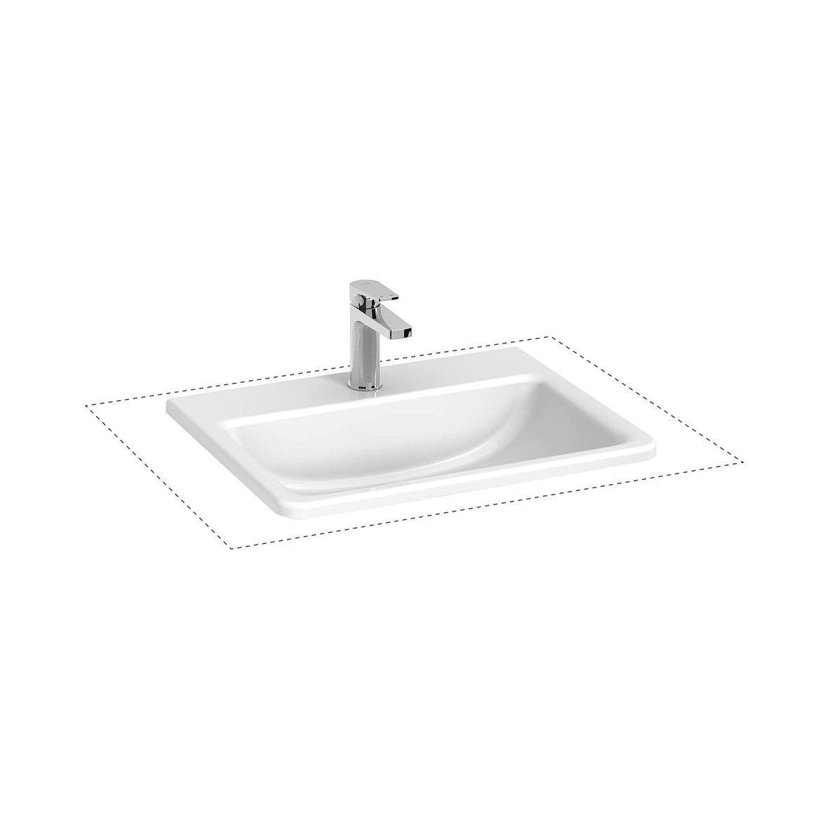 Jika Cubito tasoon upotettava pesuallas 56X44X15 cm kiiltävä valkoinen posliini kiiltävä valkoinen