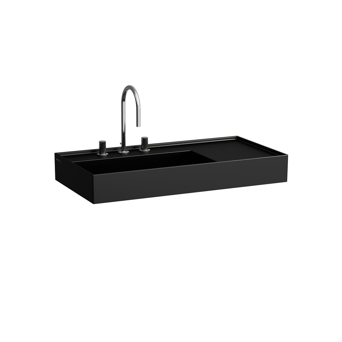 Laufen Kartell seinään asennettava pesuallas 90X46X12 cm mattamusta posliini kulho vasemmalla matta musta