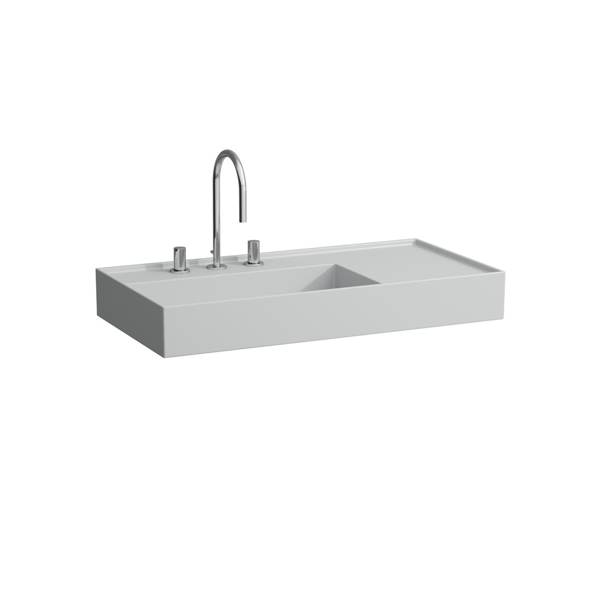 Laufen Kartell seinään asennettava pesuallas 90X46X12 cm mattaharmaa posliini kulho vasemmalla matta harmaa