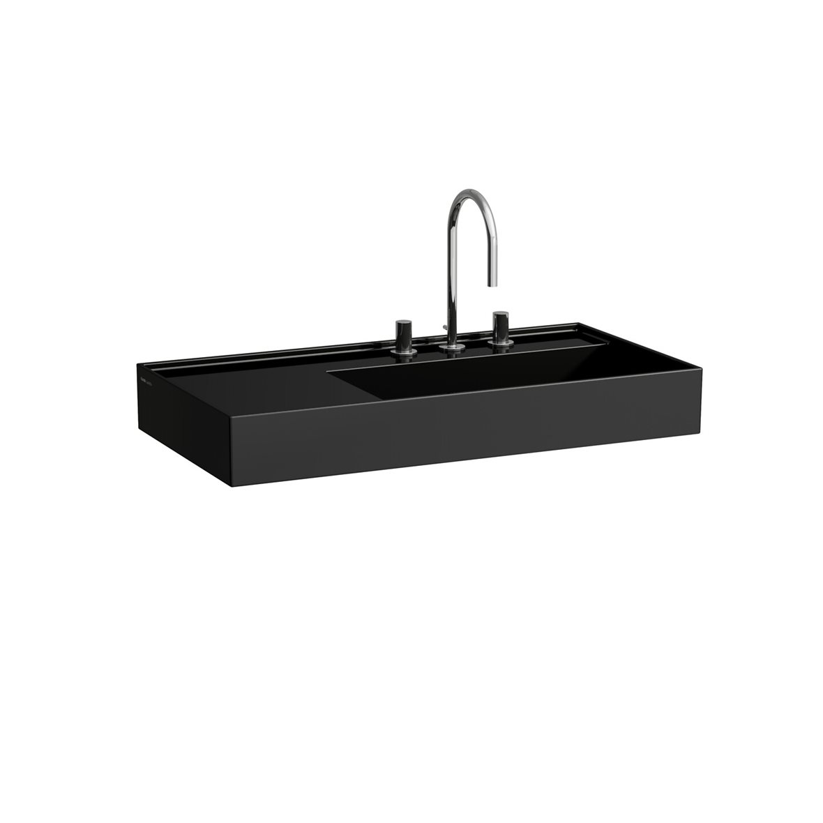 Laufen Kartell seinään asennettava pesuallas 90X46X12 cm kiiltävä musta posliini kulho oikealla kiiltävä musta