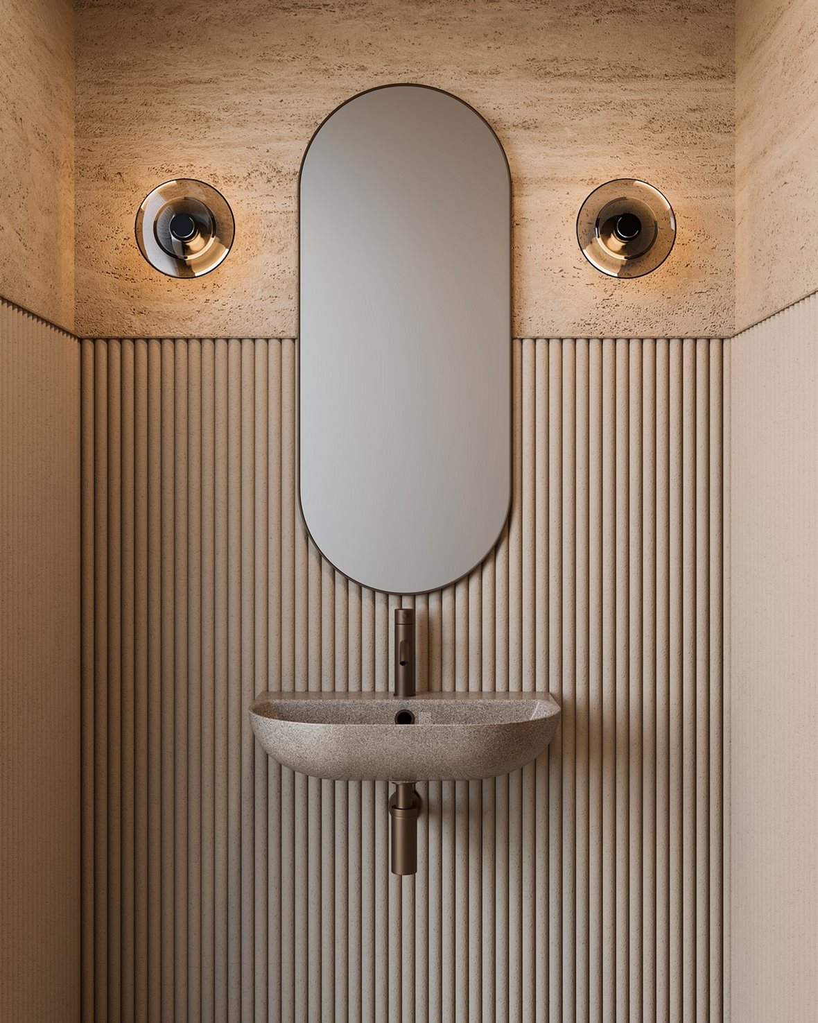 Woodio Soft, Woodio Soft seinään asennettava pesuallas 60X40X13,8 cm Earth matta ruskea